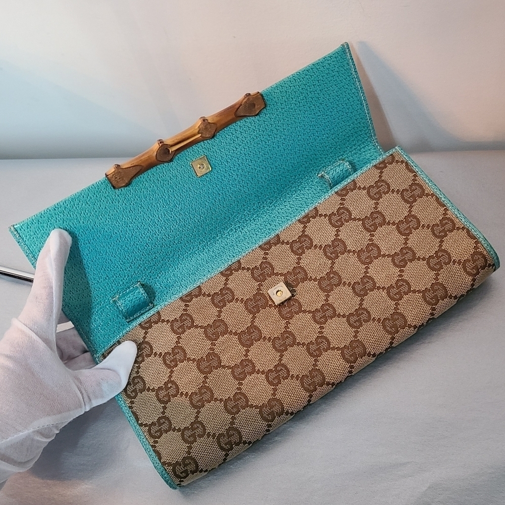 Gucci Monogram Bamboo Bar Clutch / Crossbody - Picture 8 of 15